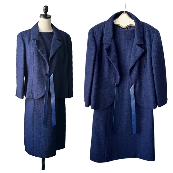 Aquascutum Vintage Navy Dress and Jacket SetSee Measurements